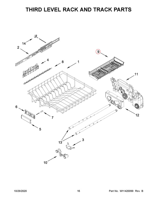 Kitchenaid Dishwasher Racks W11087823 (OEM) Dishwasher Kitchenaid