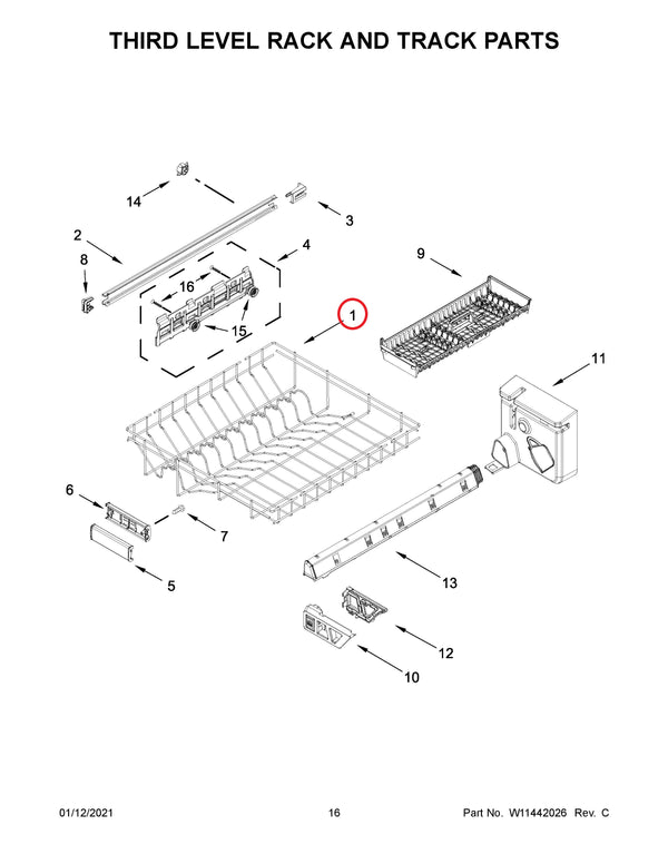 Whirlpool Dishwasher Racks W11127770 (OEM) Dishwasher Whirlpool