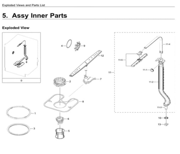 Samsung Dishwasher Spray Arms DD97-00617A (OEM) Dishwasher Samsung