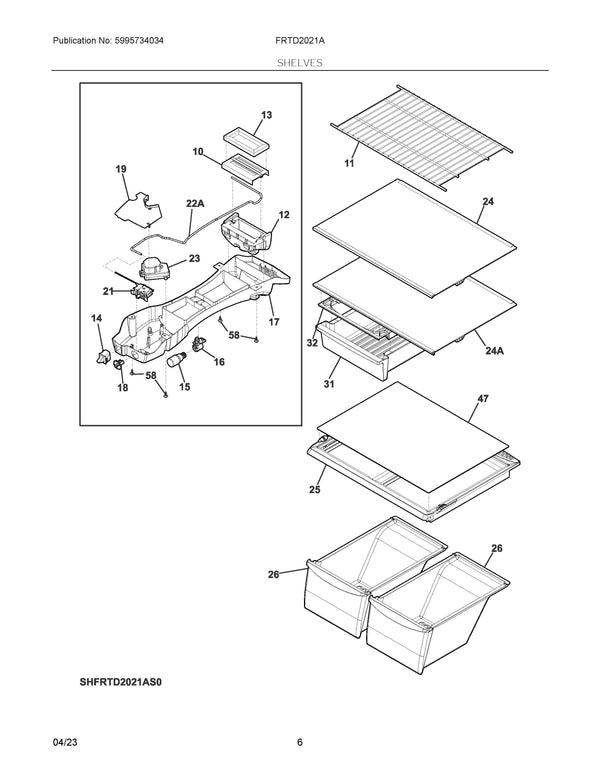 Electrolux Refrigerator & Freezer Misc. Parts 5304533522 (OEM) Refrigerator & Freezer Electrolux