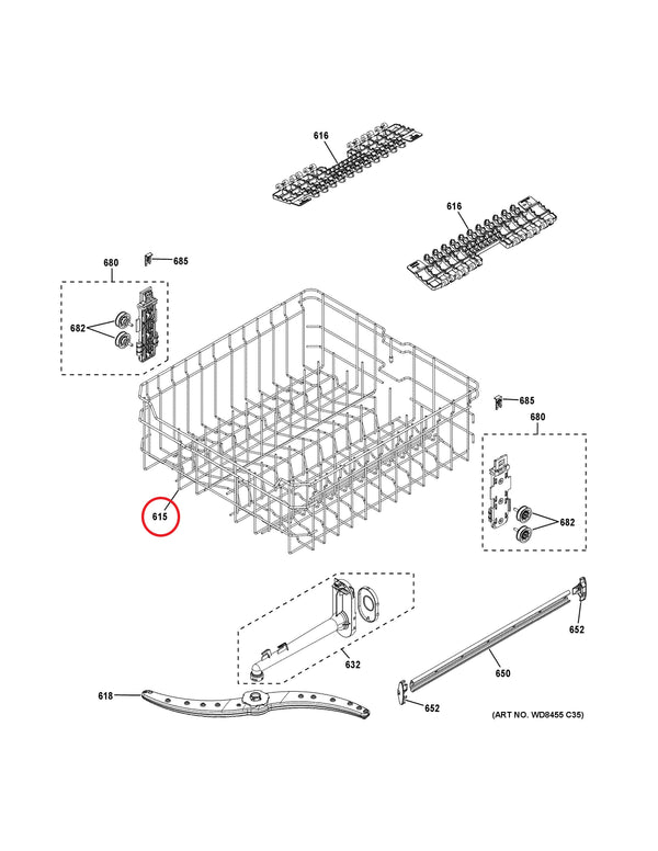 GE Dishwasher Racks WD28X30219 (OEM) Dishwasher GE