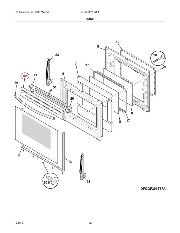 Frigidaire Range Door Trim Pieces 5304533994 (OEM) Range Frigidaire