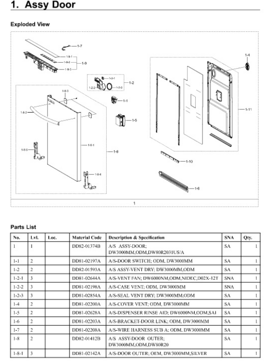 Samsung Dishwasher Handles DD82-01697A (OEM) Dishwasher Samsung