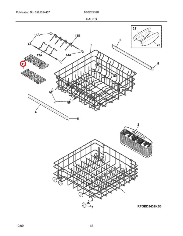 Frigidaire Dishwasher Racks 5304506507 (OEM) Dishwasher Frigidaire