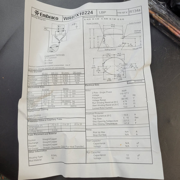 GE Refrigerator & Freezer Compressors WR87X10224 Refrigerator & Freezer GE