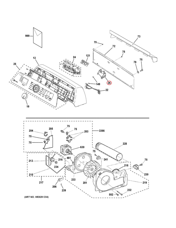 GE Dryer Brackets WE01X33125 (OEM) Dryer GE