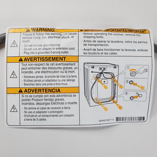 LG Washer Power Cords EAD65212501 (OEM) Washer LG